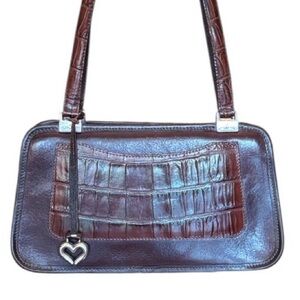 Brighton Leather-Crocc Embossed Shoulder Bag Excellent Condition Vintage